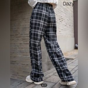 plaid waist string sweat pants